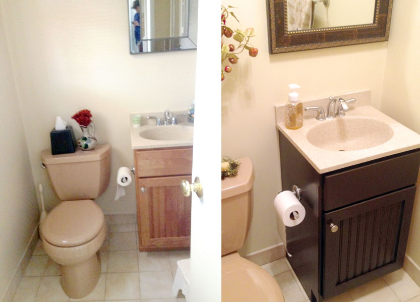 Gel Staining Bathroom Cabinets For An Inexpensive Easy Update - Refinishing Bathroom Vanity Gel Stain