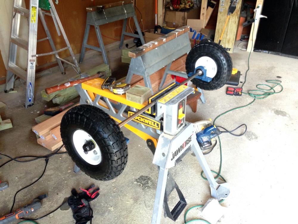 Assembling the Wheels when Building a Utility Cart for the Riding Mower