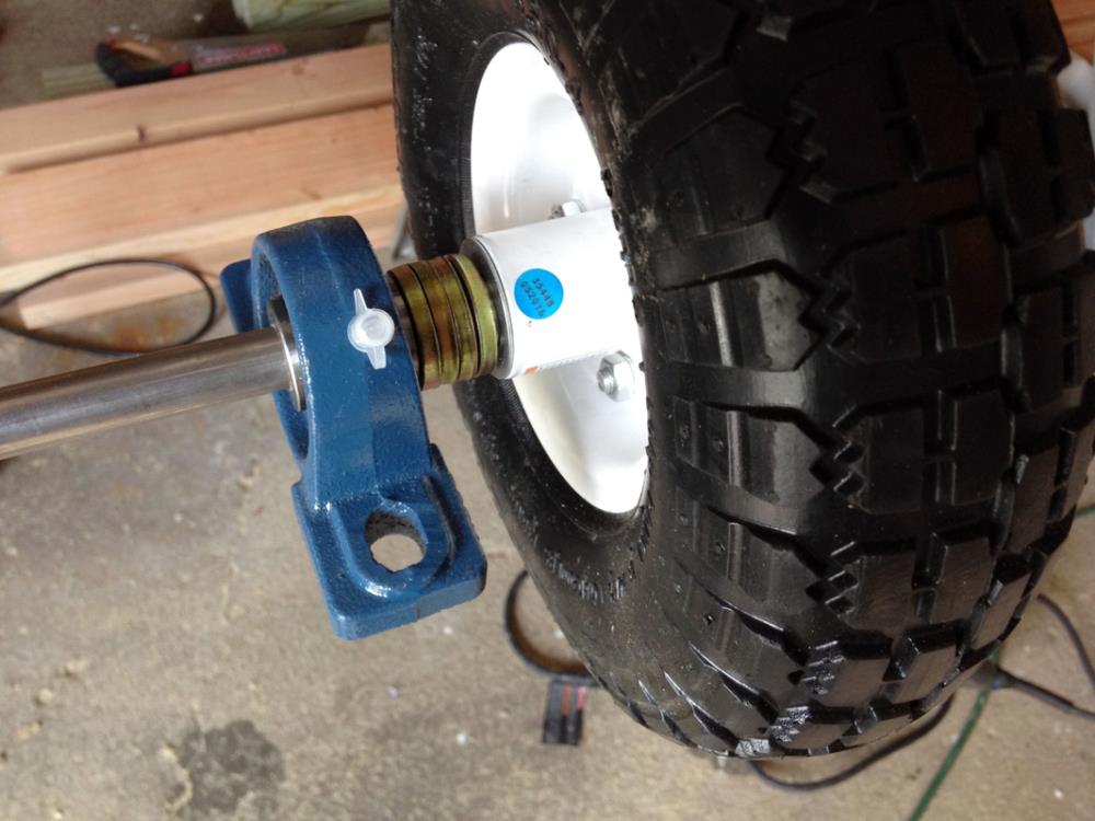 Using a Pillow Block and Spaces when Assembling Wheels for the Utility Wagon