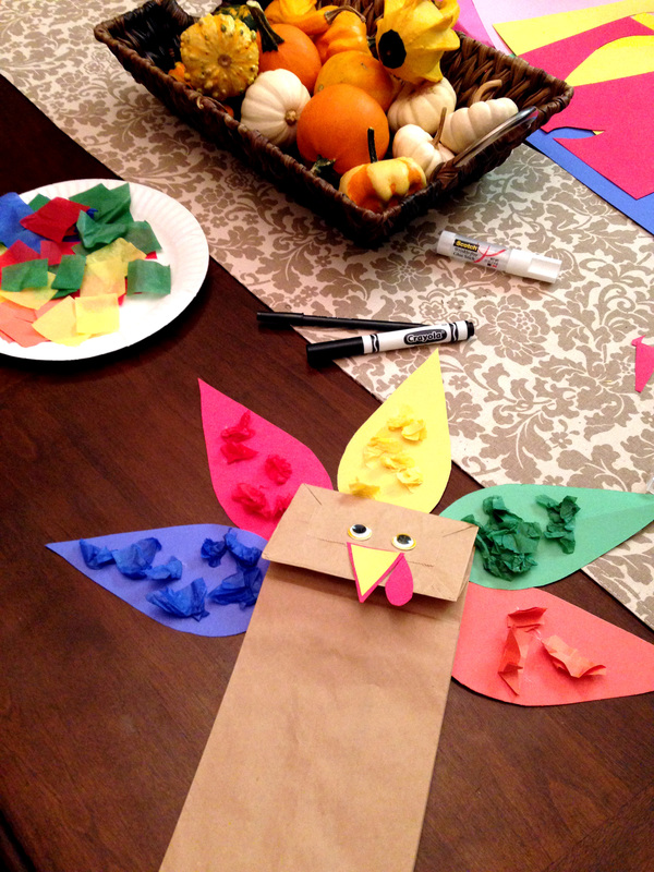Making a Thanksgiving Paper Bag Turkey Puppet Craft