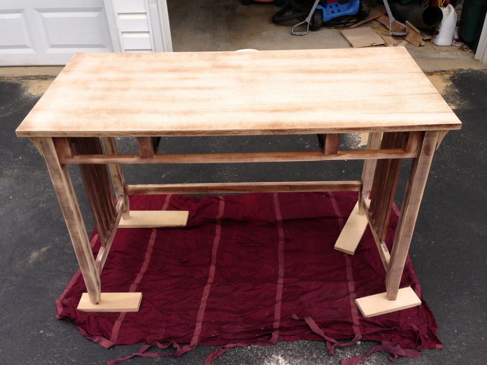 Sanding a Wooden Desk before Refinishing