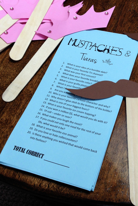 Amazing Bridal Shower Games - Mustaches and Tiaras with free printables