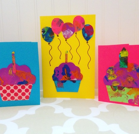 Cards that Toddlers Can Make by using the paintings and cutting and pasting into cards