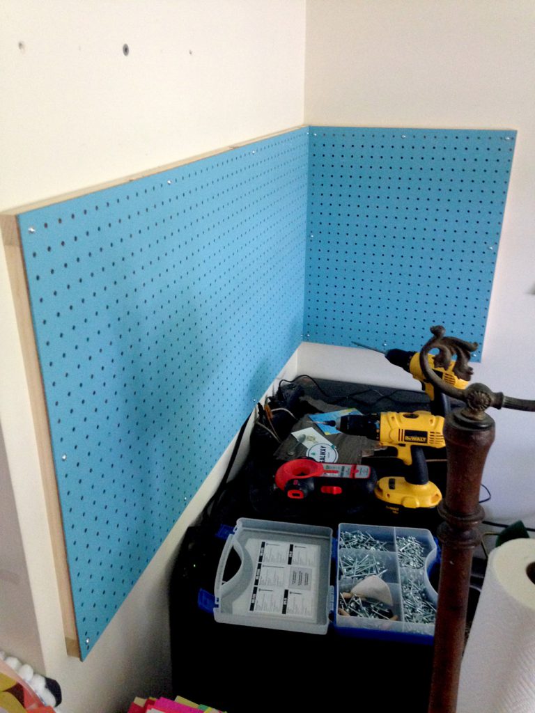 Mounting Pegboard to the Walls for Additional Craft Room Storage - No more desk drawers!
