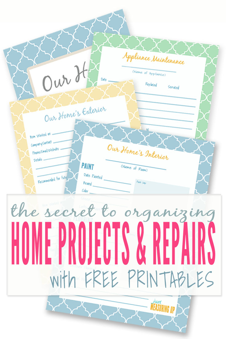 Organized your home projects and repairs with these free printables