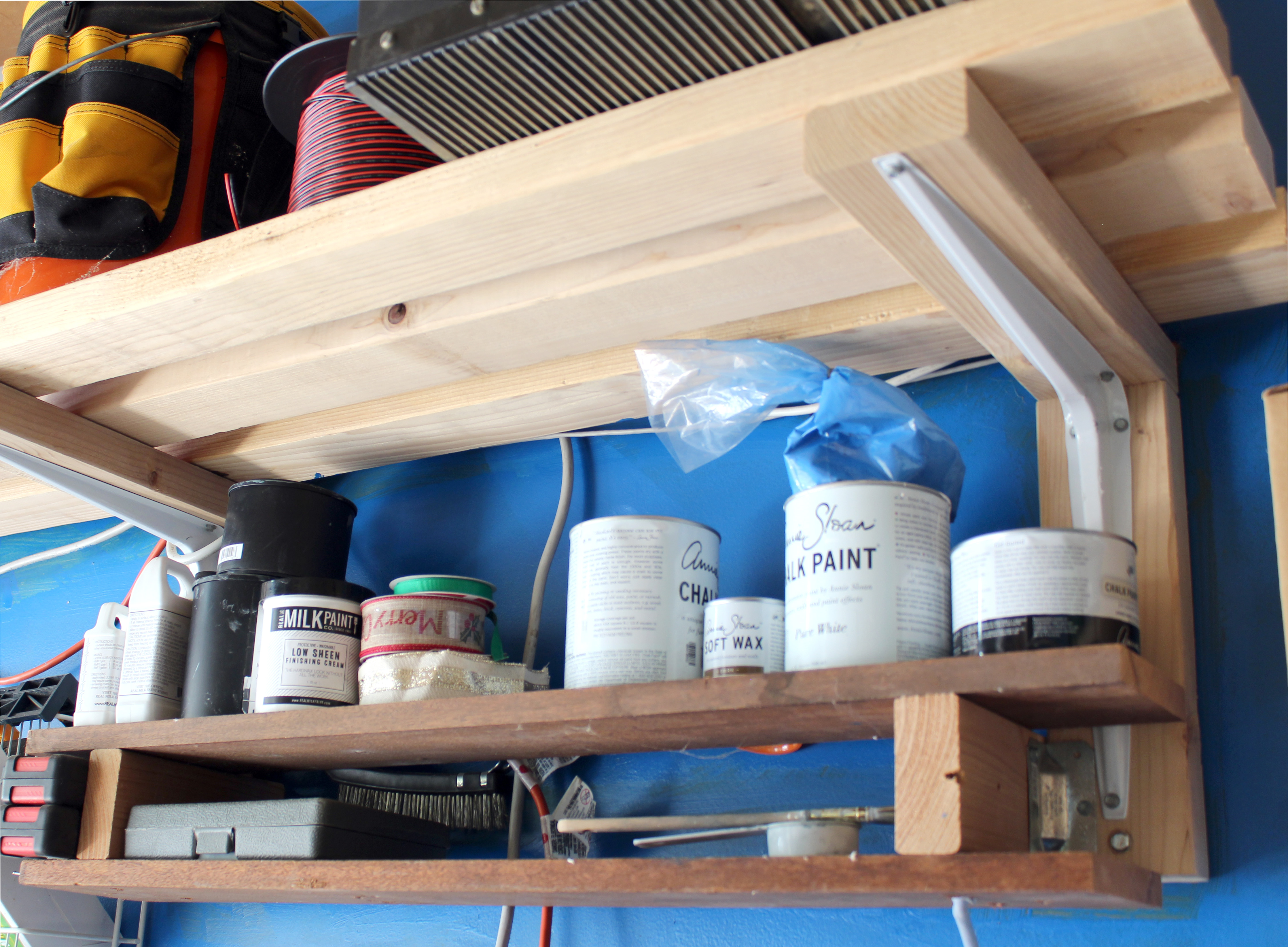 DIY garage organization tips and tricks - lots of shelves